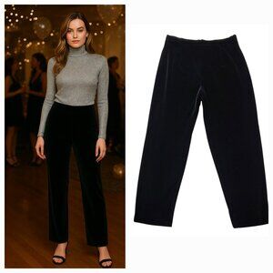 R&K Evening Elegant Black Velvet High Rise Pull On Pants w Zipper Plus Size 14